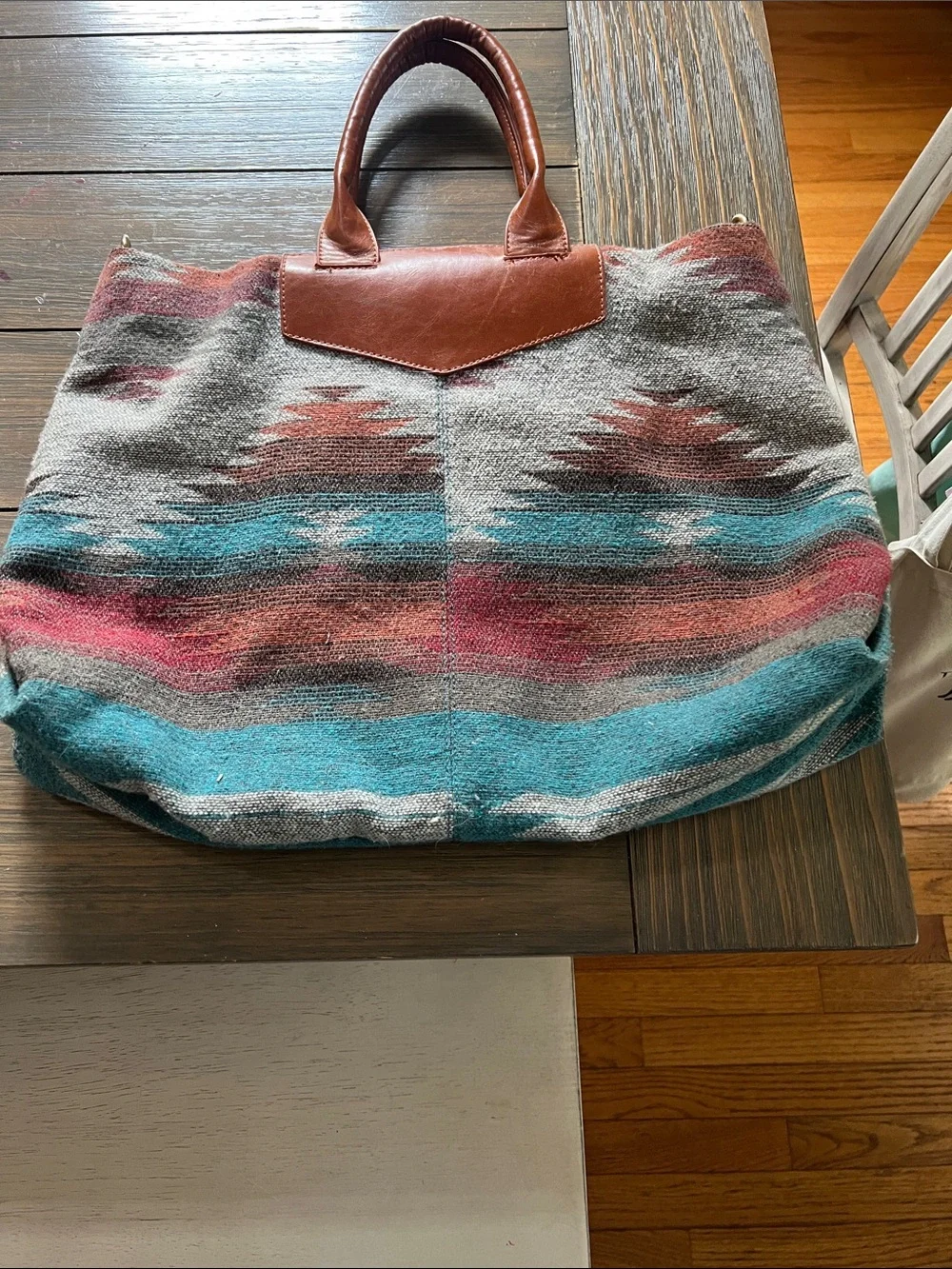 Sole Society Multicolor Southwestern Tote with Brown Leather Handles